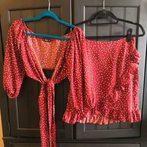Red polka dot set